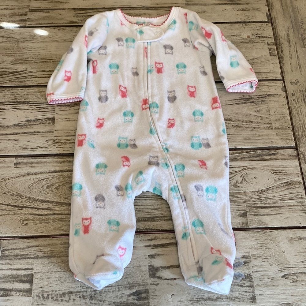 𝅺3/$25 Carter's Owl Fleece Sleep & Play Footies